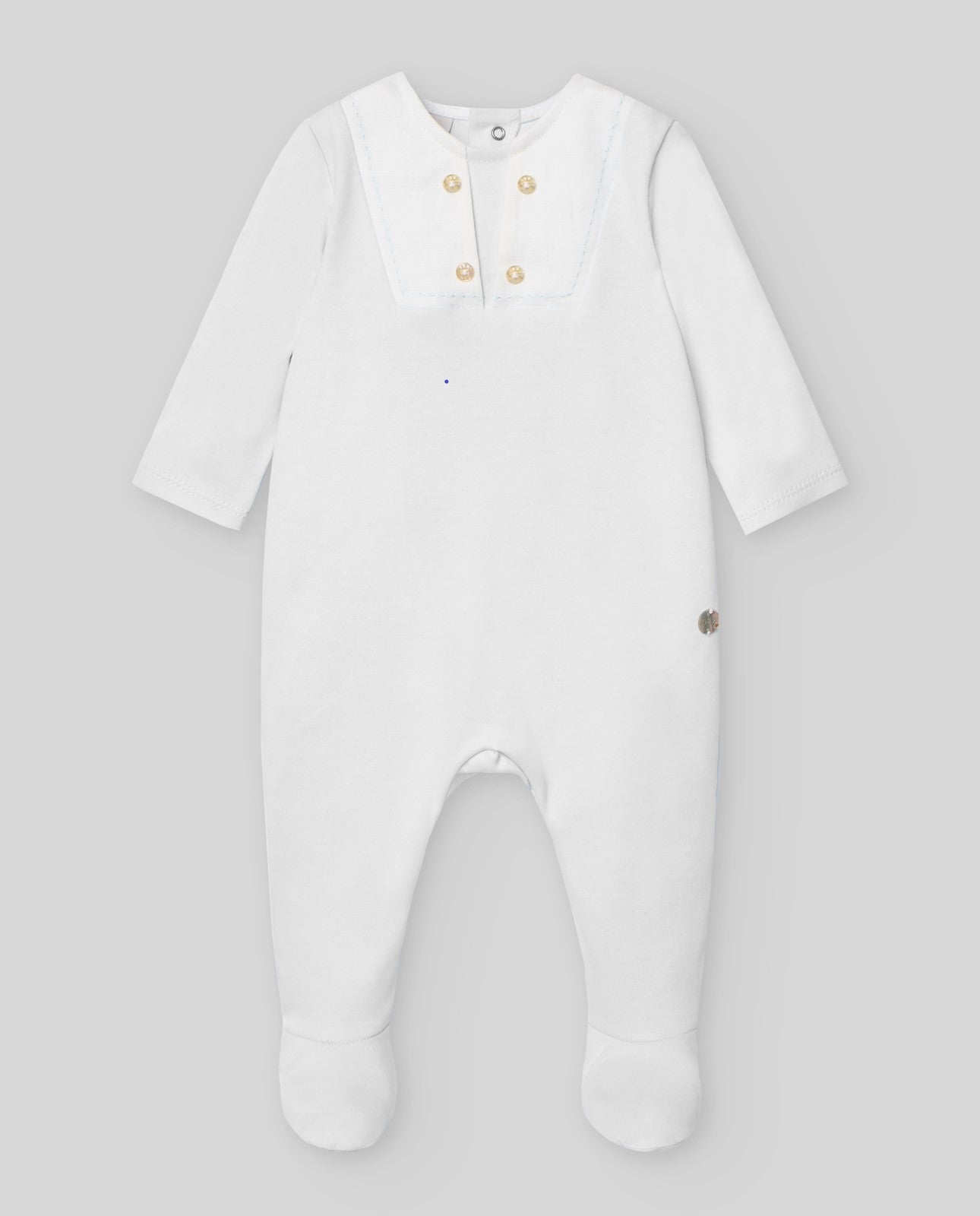 Paz Rodriguez Pelele Niño C/Pie y Cuello Marinero "Interlock V25" Blanco