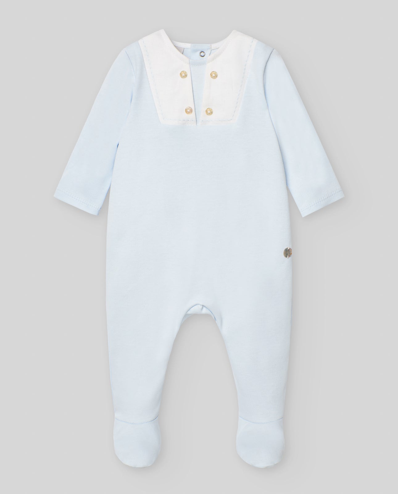 Paz Rodriguez Pelele Niño C/Pie y Cuello Marinero "Interlock V25" Azul Tiza