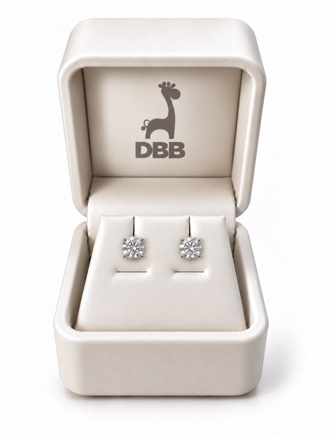 Mystic Aretes Oro Blanco Circonia 4 Uñas Blanca /4mm /14K