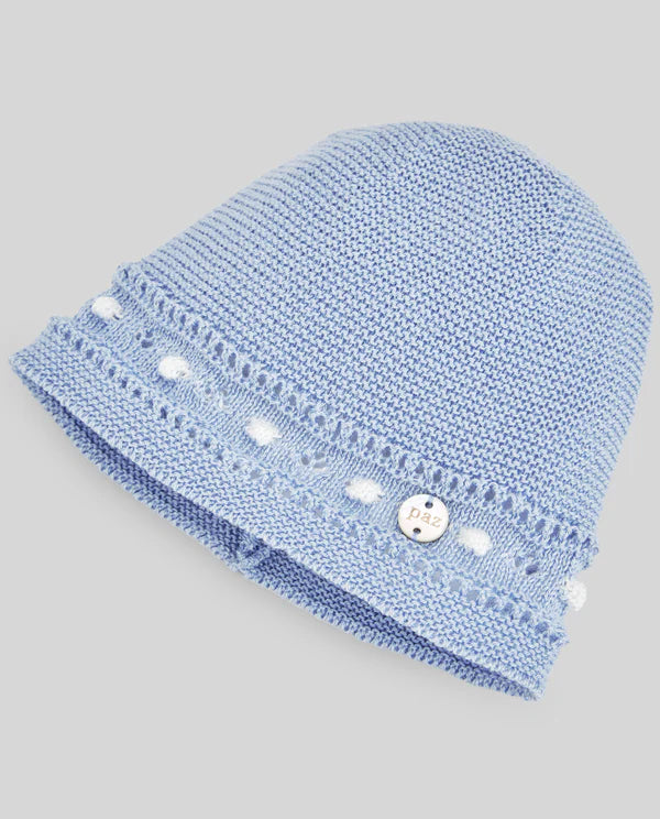 Paz Rodriguez Gorro Punto Bebe "Alegra" Azul Tiza