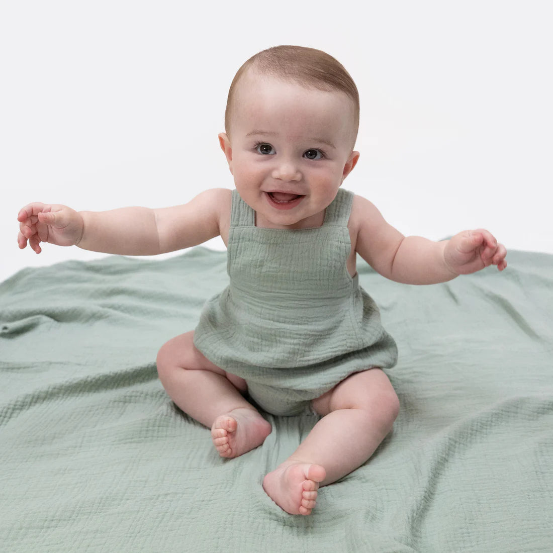 Angel Dear Solid Muslin Jadeite - Retro Sunsuit
