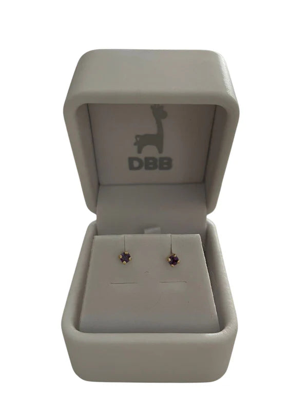 Mystic Aretes Oro Amarillo 14K - Circonia Morada