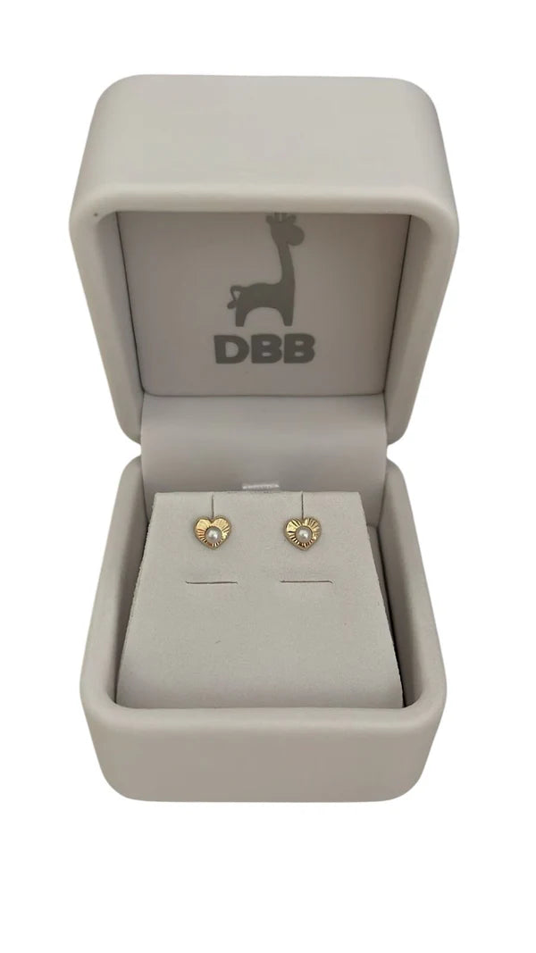 Mystic Aretes Oro Amarillo 14K - Corazón con Perla Cultivada