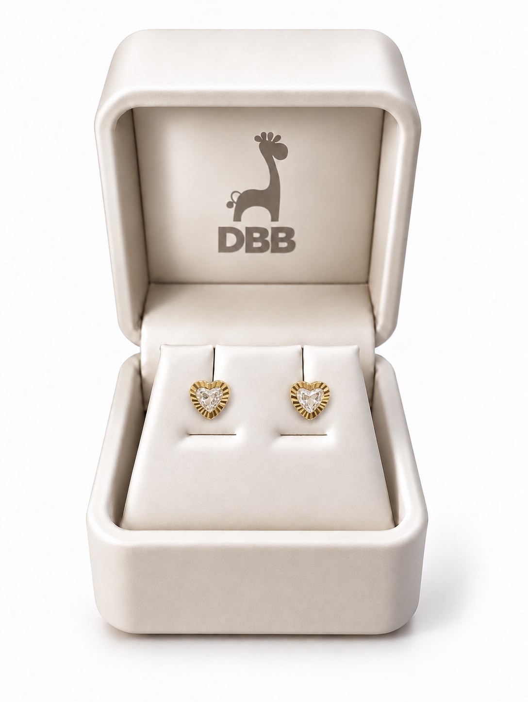 Mystic Aretes Oro Amarillo Corazon Ribeteado /Circonia Blanca /14K