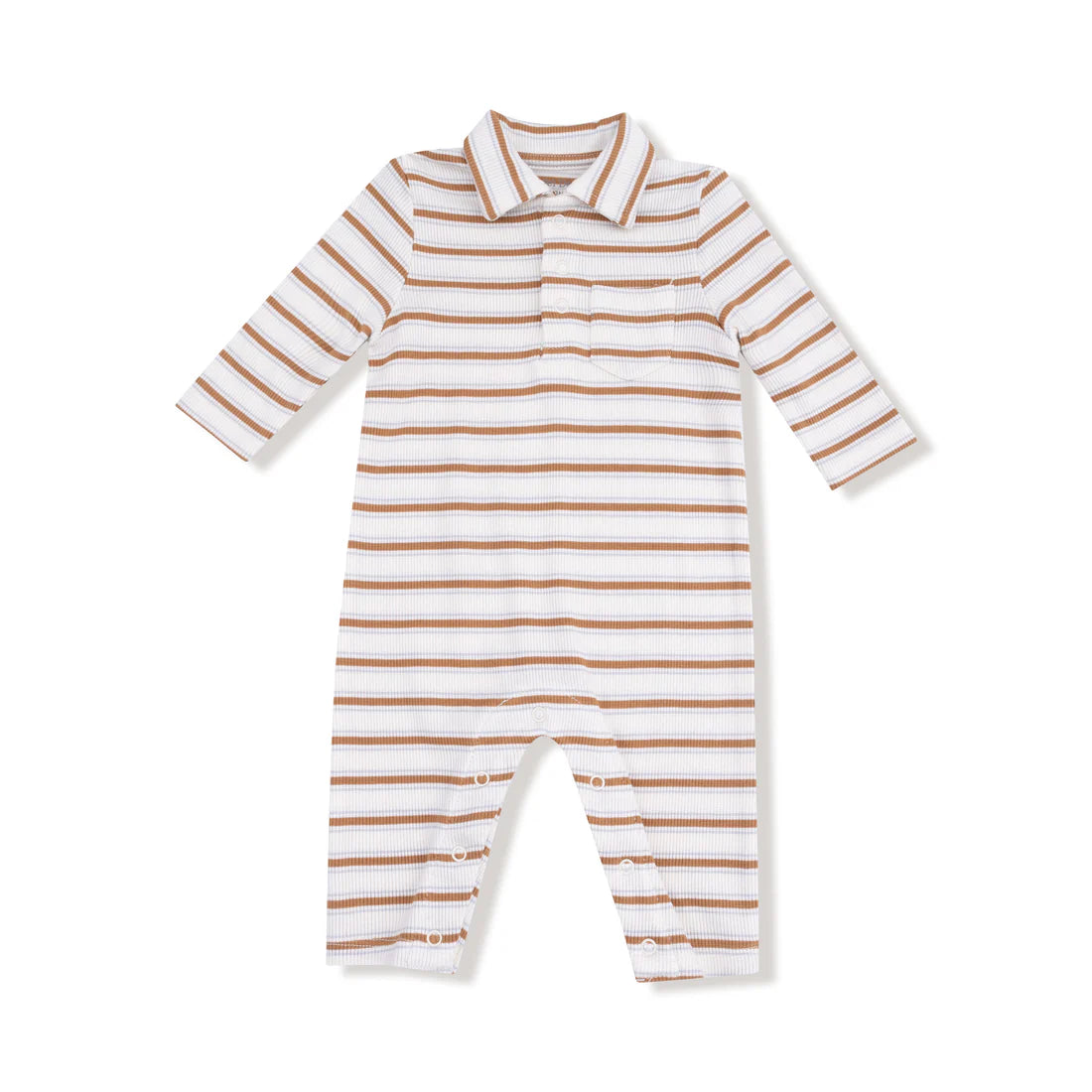 Angel Dear Vintage Stripe - Brown - Polo Romper