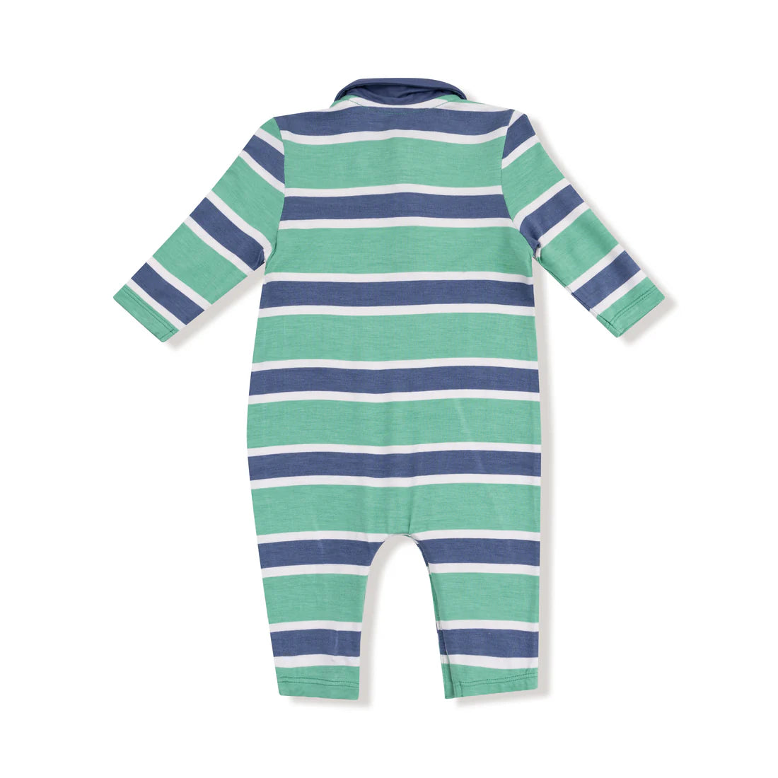 Angel Dear Rugby Stripe - Green and Navy - Polo Romper
