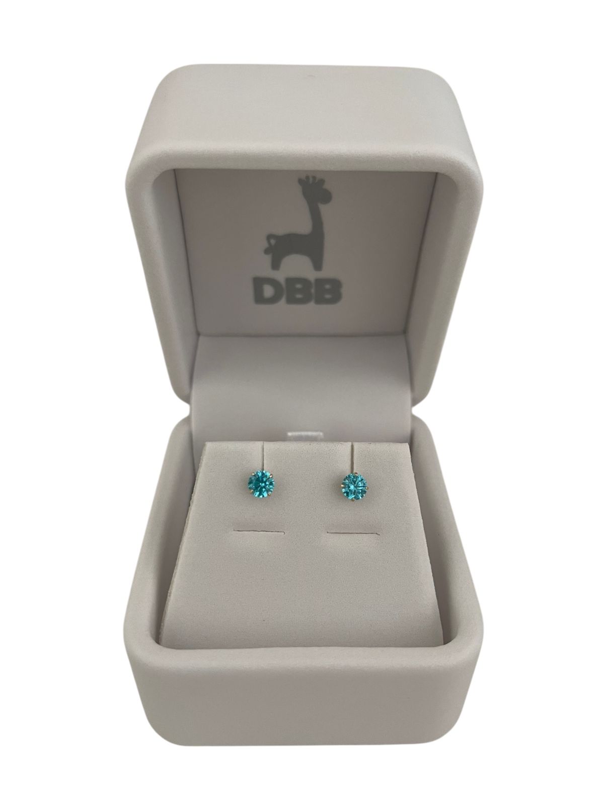 Mystic Aretes Oro Amarillo Circonia 4 uñas/Celeste/14K