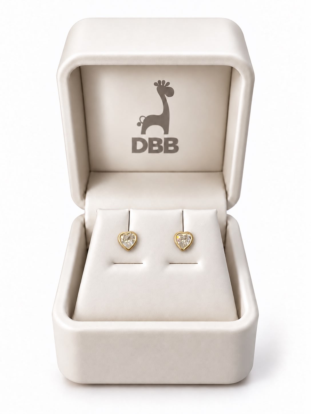 Mystic Aretes Oro Amarillo Corazon Bisel Circonia Blanca /14K