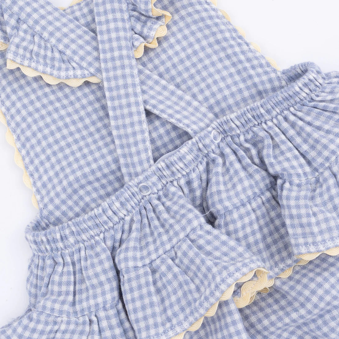 Angel Dear Micro Gingham Blue Blizzard - Ric Rac Ruffle Sunsuit