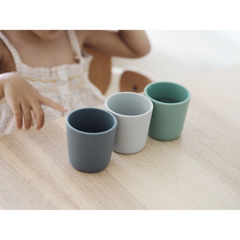 Beaba Set OF 3 Silicone Cups Grey/Sage/Velvet