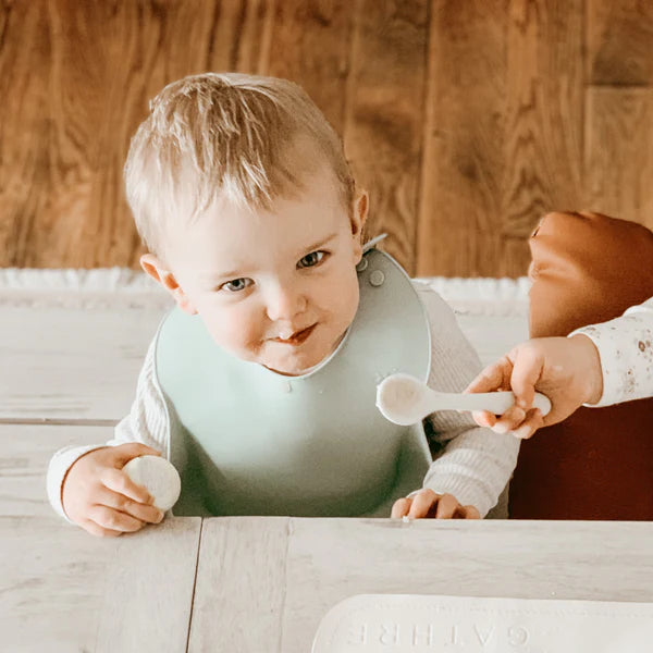 Ali + Oli Silicone Baby Bib Roll Up & Stay Closed