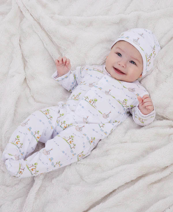 Kissy Kissy Noahs Print Footie Light Blue