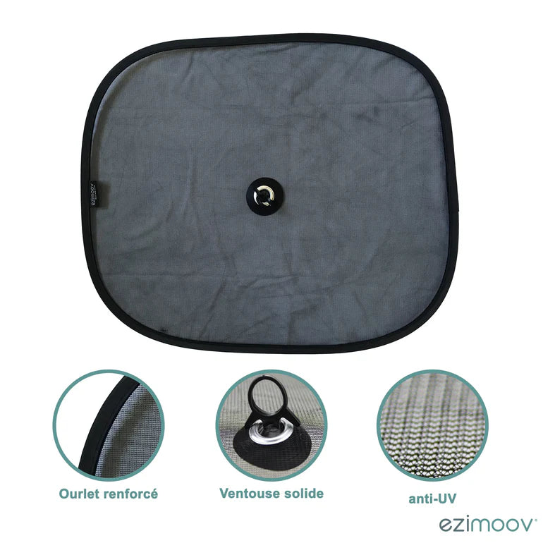 Ezimoov Suction Cup Car Side Window Retractable Sunshade x2