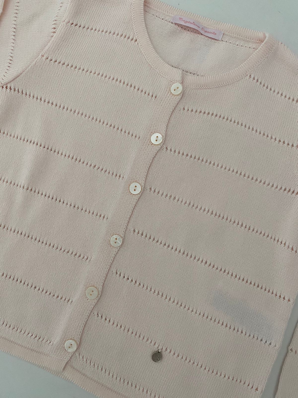 Magdalena Esposito Saco de Algodón con Calado Rosa