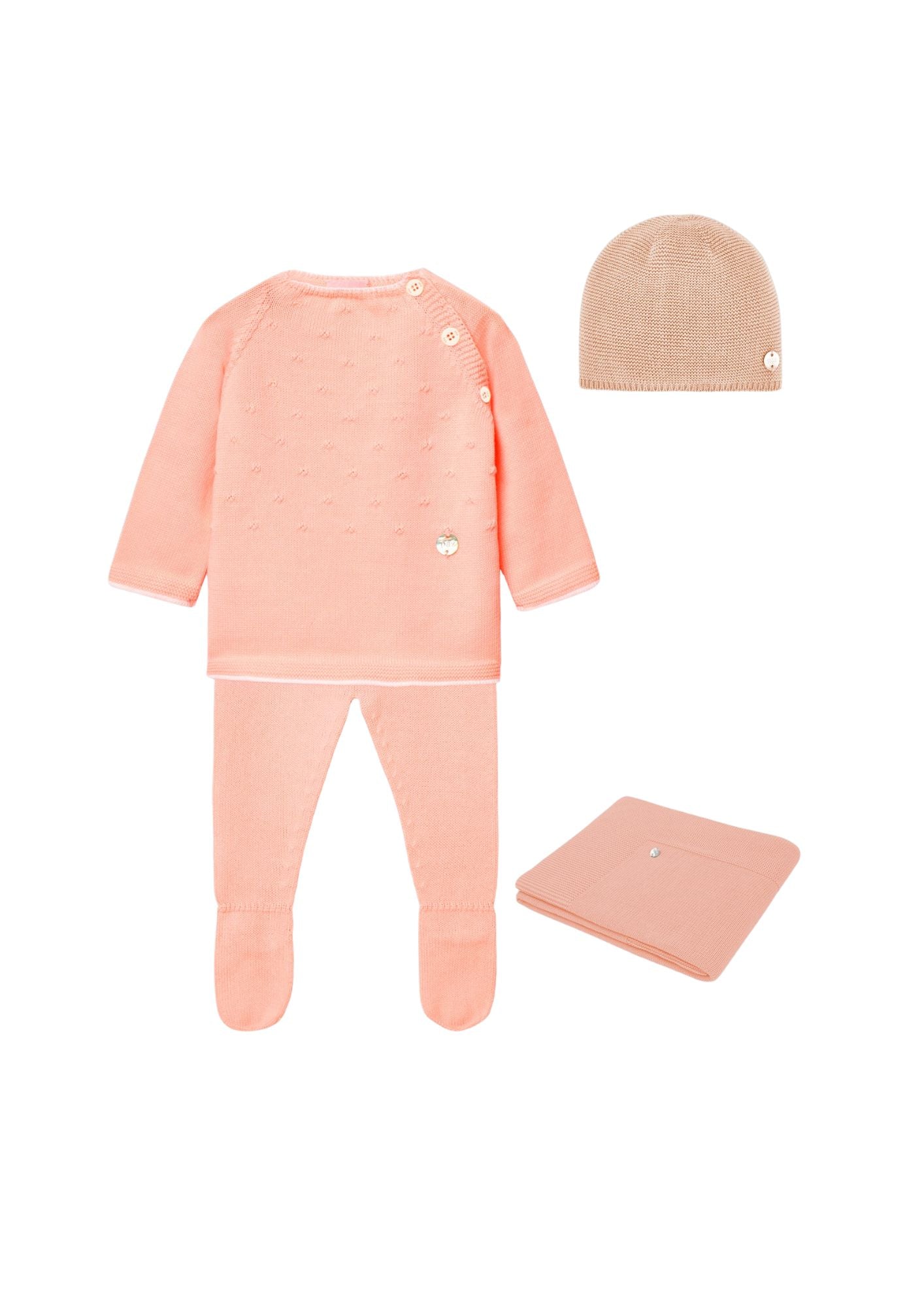 Paz Rodriguez CTO. Jubon + Polaina + Gorro + Manta "Regalo V25" Mandarina