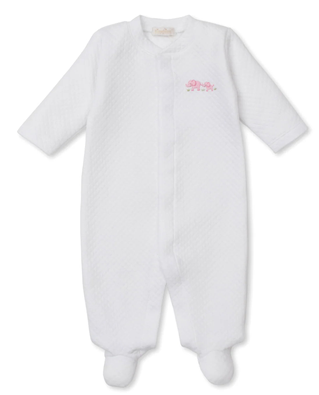 Kissy Kissy Premier Elephan-Jacquard Footie White/Pink