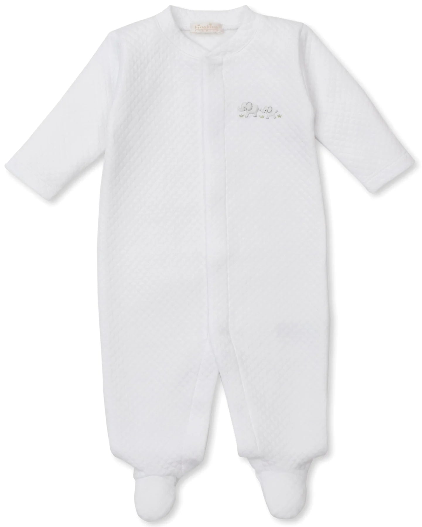 Kissy Kissy Premier Elephan-Jacquard Footie White/White
