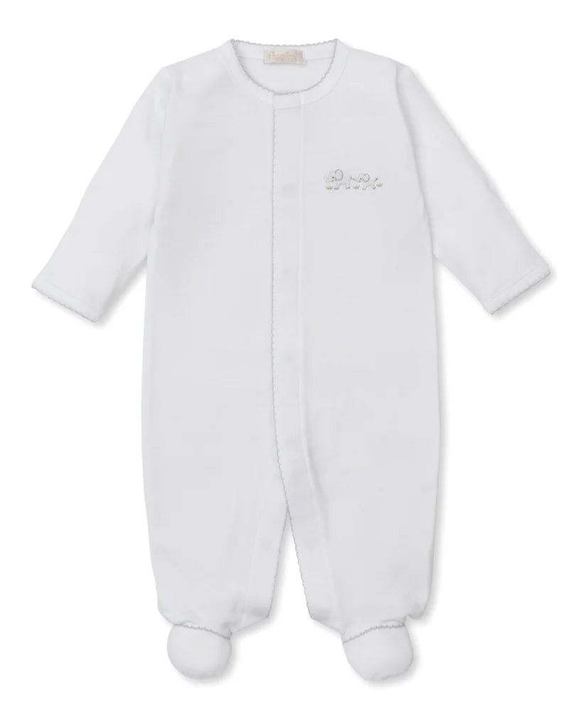 Kissy Kissy Premier Elephan-Footie w/ Hand Emb White/Silver
