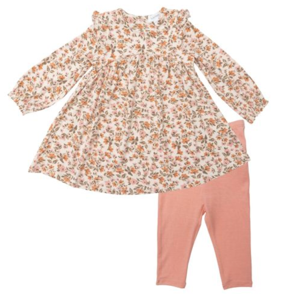 Angel Dear Autumn Days Ruffle Sleeved Dress And Legging