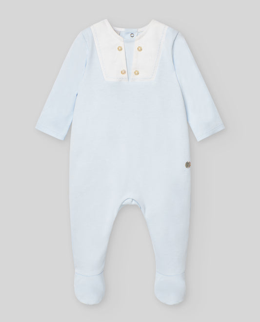 Paz Rodriguez Pelele Niño C/Pie y Cuello  Marinero "Interlock V25" Azul Tiza