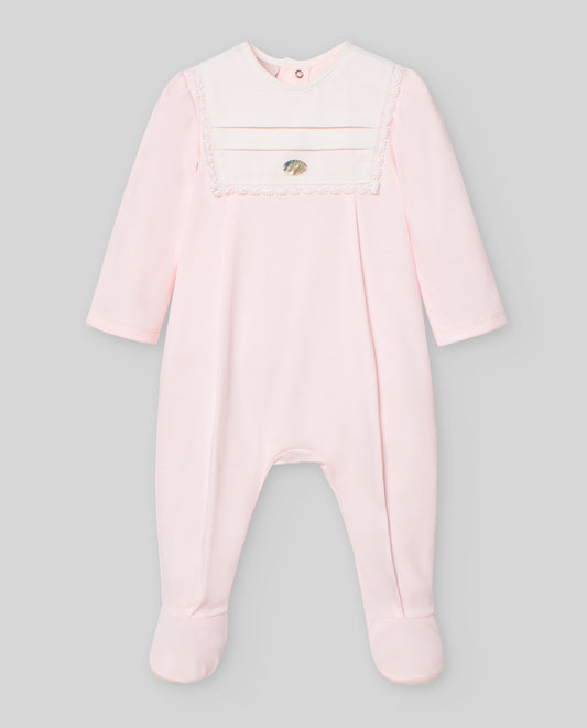 Paz Rodriguez Pelele Niña C/Pie y Pechera "Interlock V25" Rosa Tiza