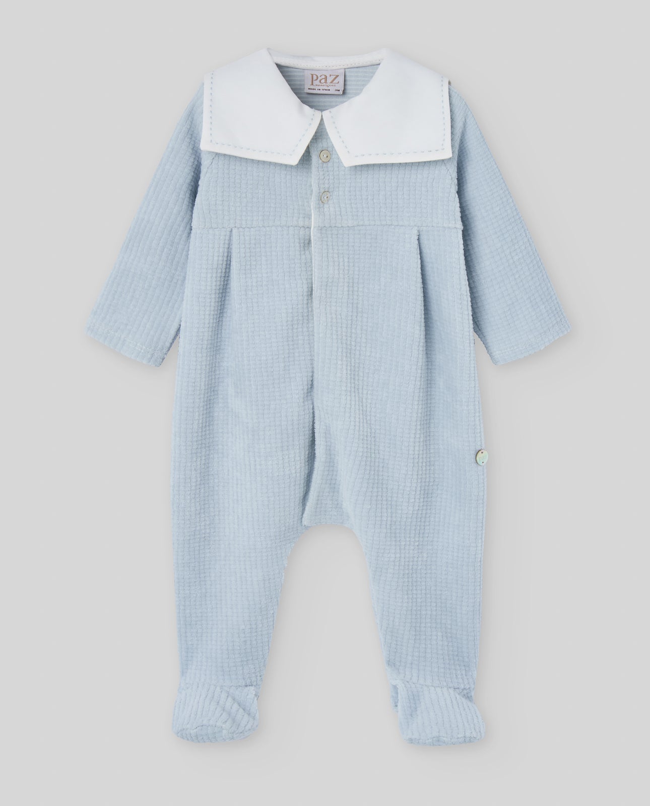 Paz Rodriguez Pelele Tundosado Relieve Niño "Ternura OI 25-26" Azul Nube