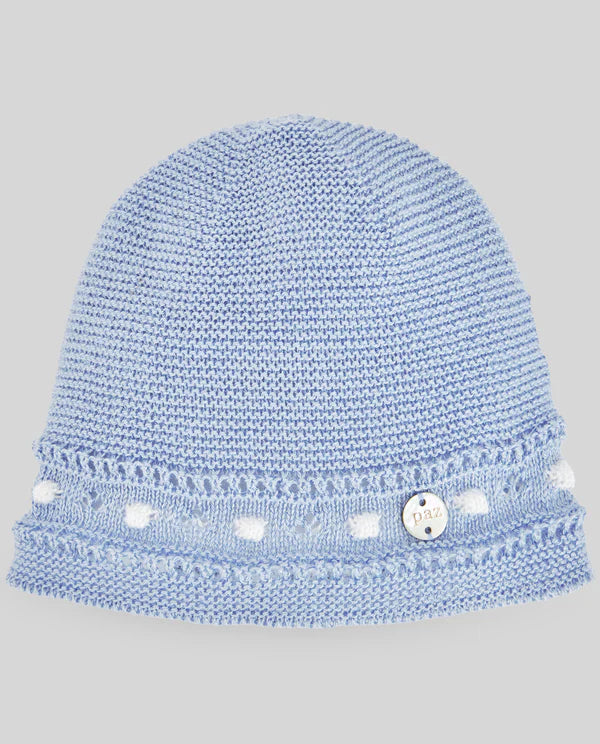 Paz Rodriguez Gorro Punto Bebe "Alegra" Azul Tiza