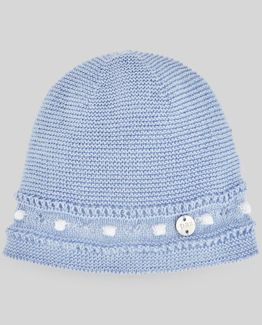 Paz Rodriguez Gorro Punto Bebe "Alegra" Azul Tiza