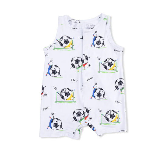 Angel Dear Soccer Balls Playing Soccer Blue - Sleeveless Shortie Romper