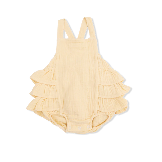 Angel Dear Solid Muslin Italian -  Ruffle Sunsuit