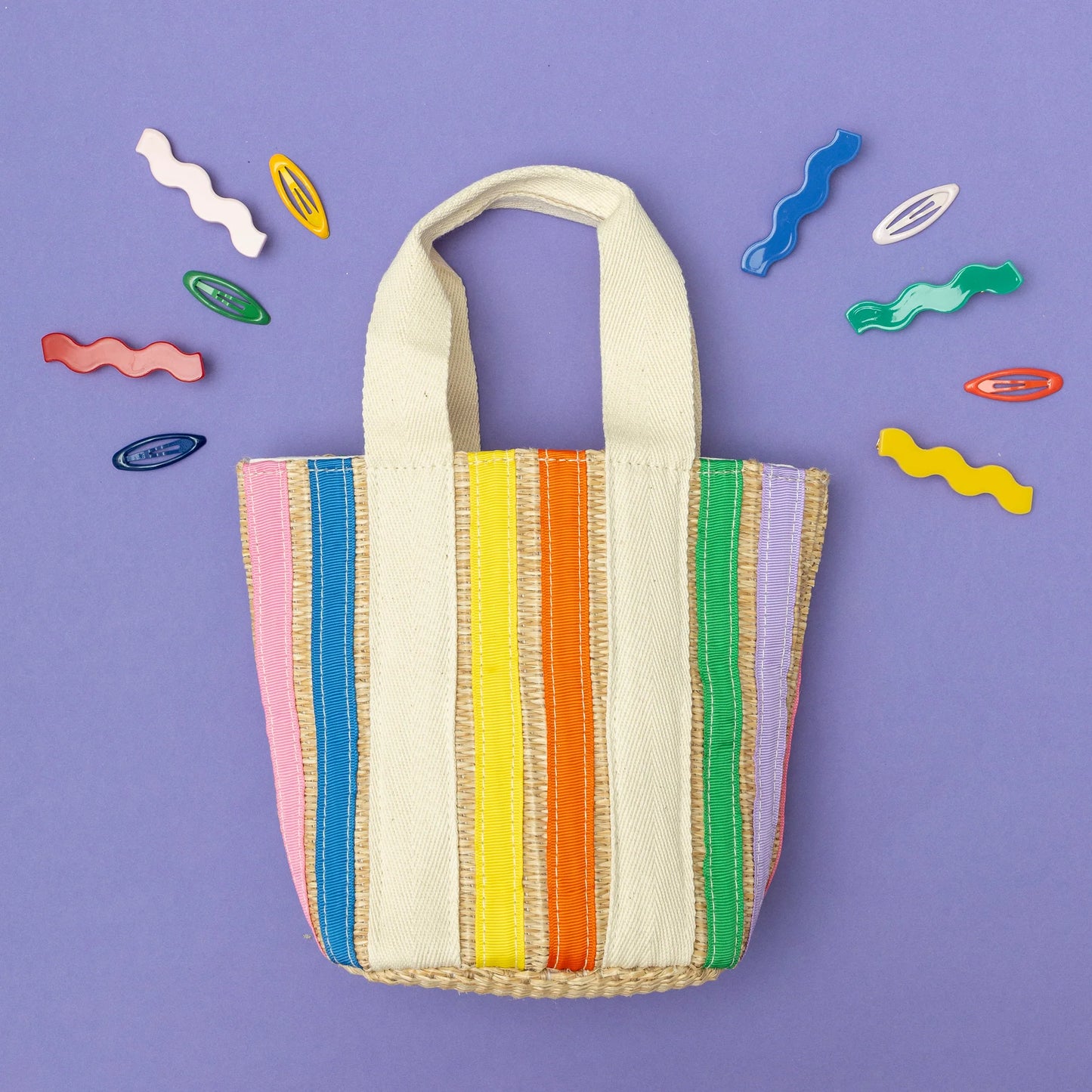 Mimi & Lula Rainbow Ribbon Basket Bag