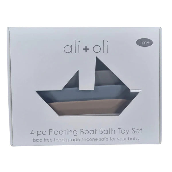 ALI+OLI MINI FLOATING BOAT BATH TOY SET 4-PC SILICONE