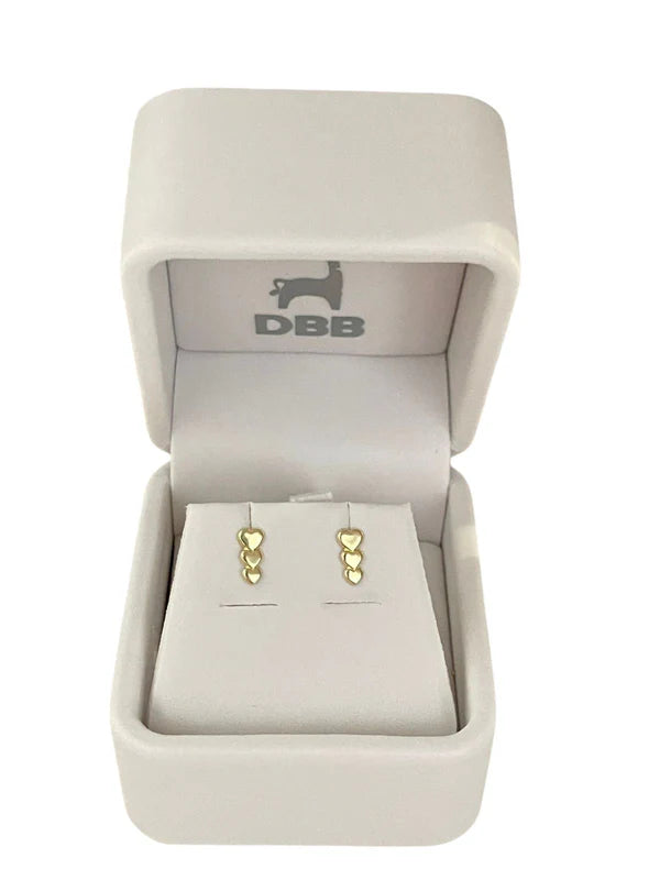 Mystic Aretes Oro Amarillo 14K - 3 Corazones