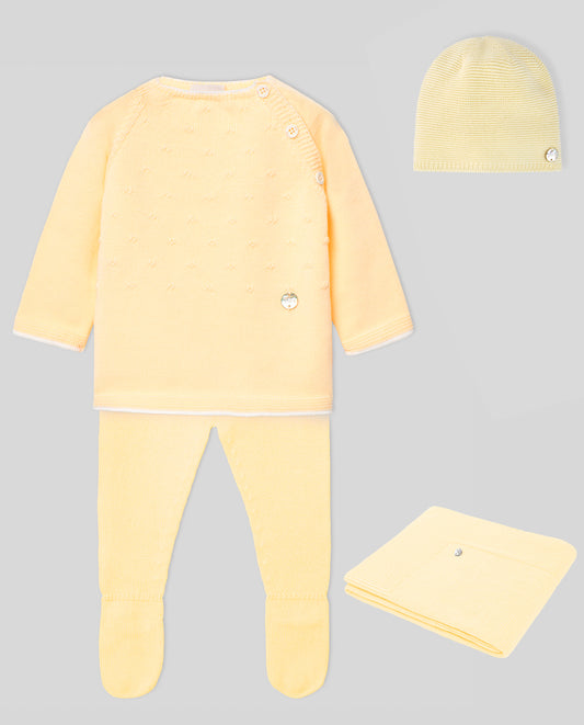 Paz Rodriguez CTO. Jubon + Polaina + Gorro + Manta "Regalo V25" Amarillo