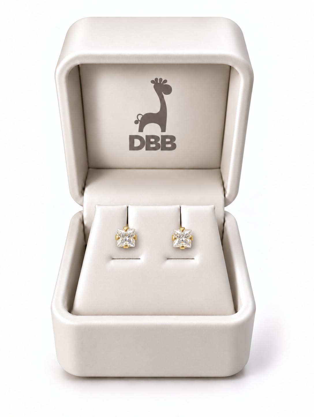 Mystic Aretes Oro Amarillo Circonia Blanca Cuadrada 4 Uñas /3mm /10K