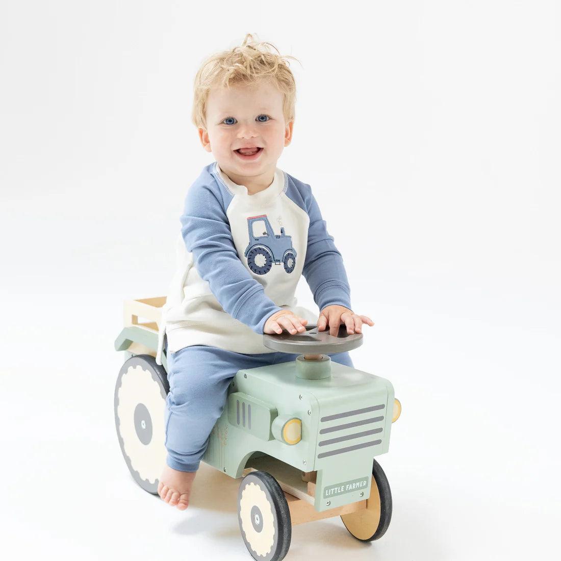 Angel Dear Mini Tractors - Raglan Sweatshirt with French Terry Applique and Jogger