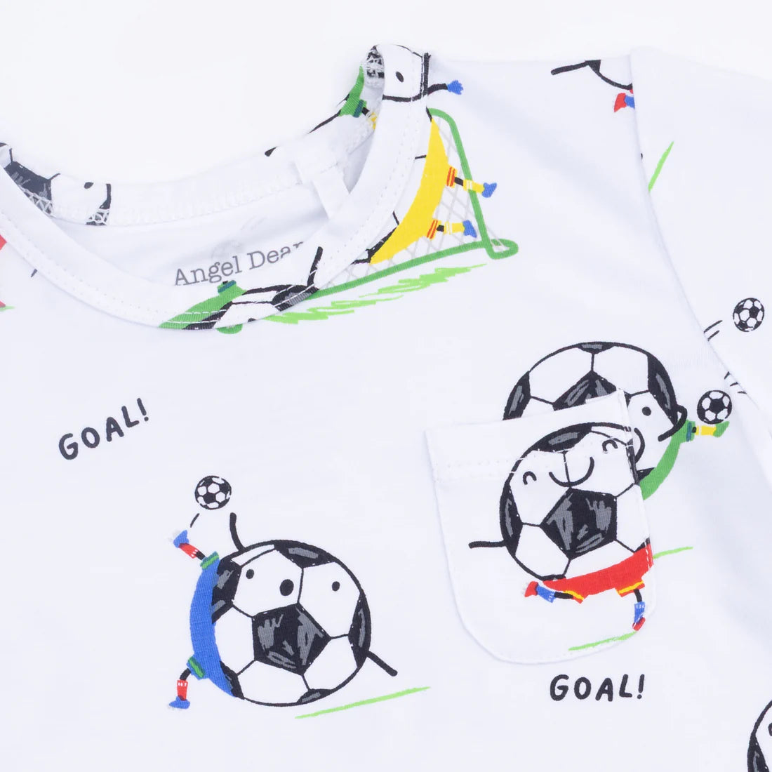 Angel Dear Soccer Balls Playing Soccer Blue - Crew Neck Tee with Cargo Short