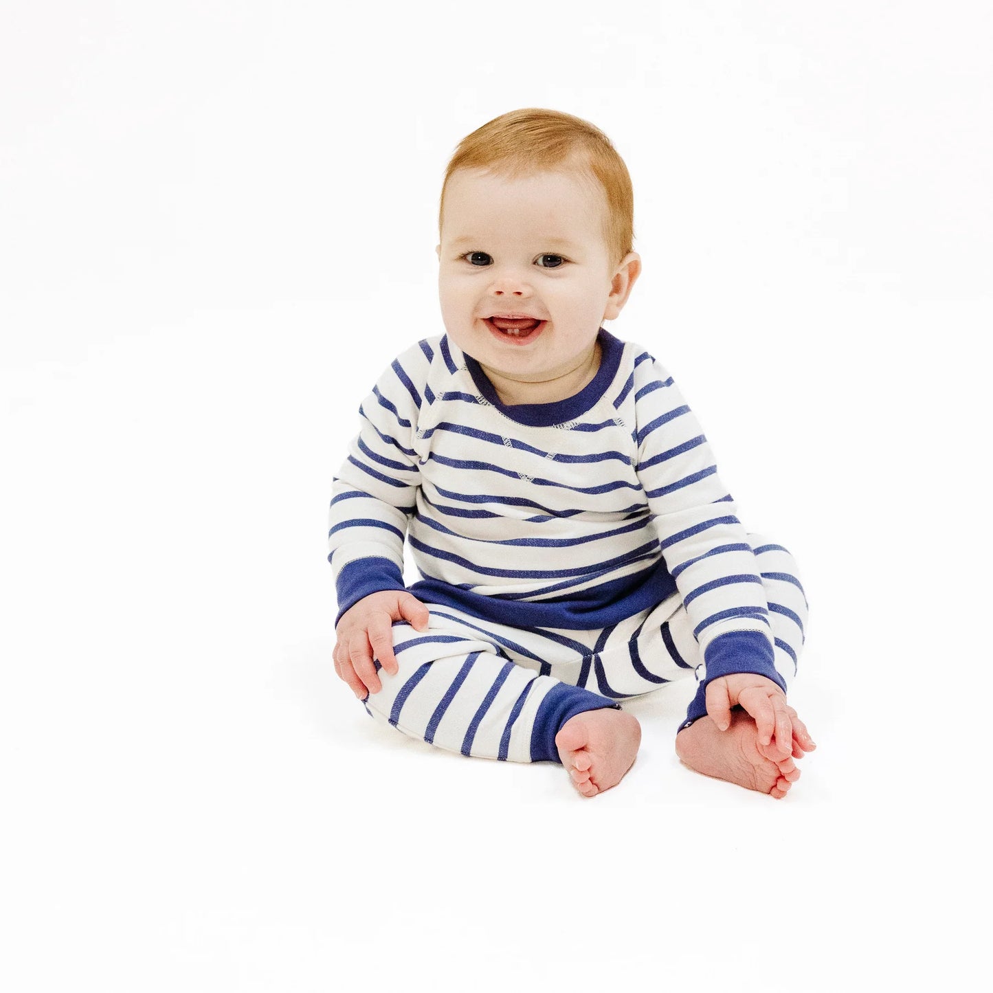 Angel Dear Navy Stripe French Terry Raglan Sweatshirt And Jogger Set