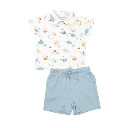 Angel Dear Cute Ocean Polo Shirt & Short 1 Set