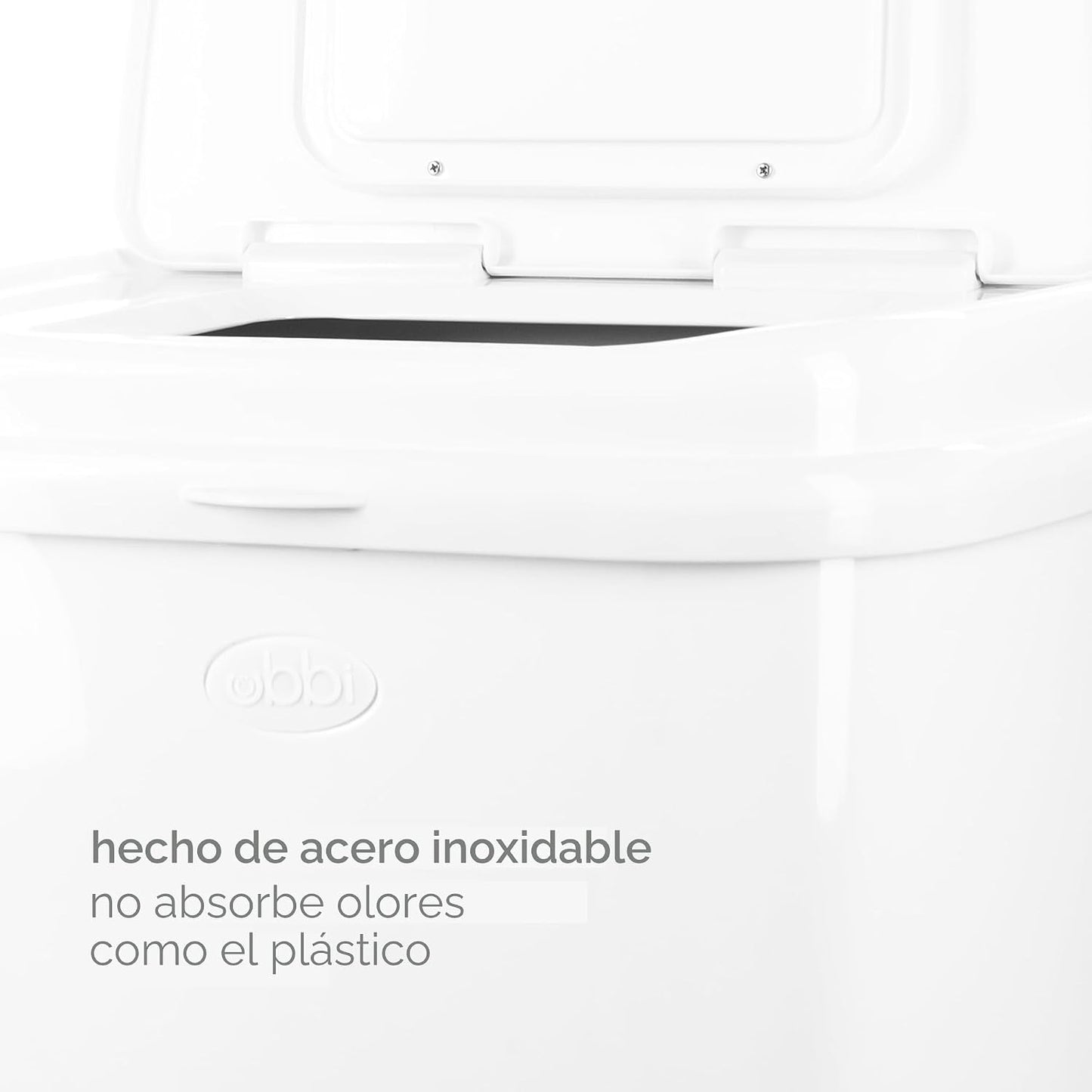 Ubbi Venti Stainless Steel Diaper Pail White