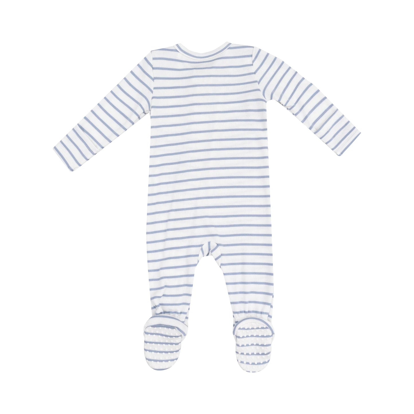 Angel Dear French Stripe Dusty Blue 2 Way Zipper Footie