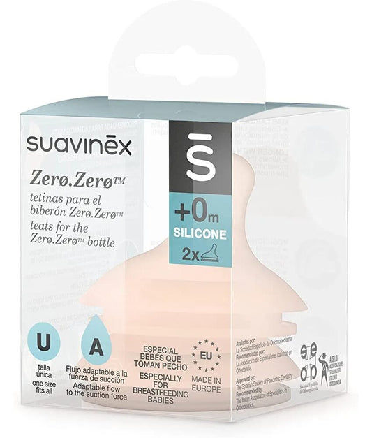 Suavinex Zero Zero Tetina Anti cólicos Flujo Adaptable silicona 2 unidades