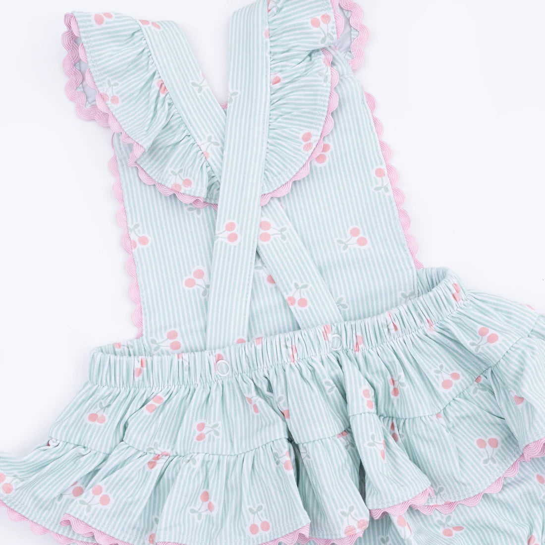 Angel Dear Tiny Cherry Stripe - Ric Rac Ruffle Sunsuit