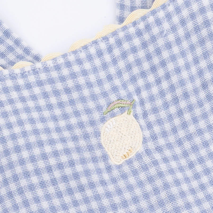 Angel Dear Micro Gingham Blue Blizzard - Ric Rac Ruffle Sunsuit