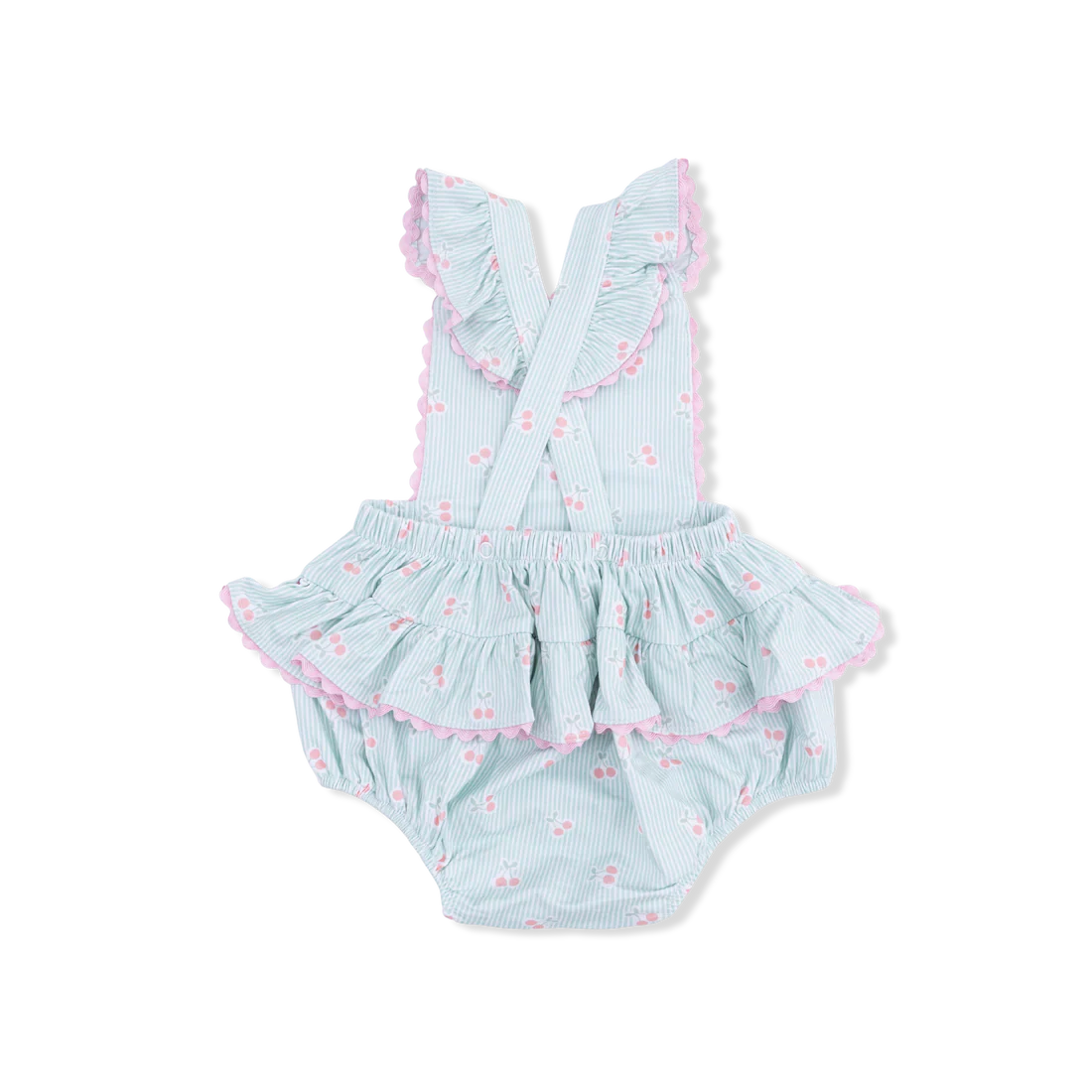 Angel Dear Tiny Cherry Stripe - Ric Rac Ruffle Sunsuit