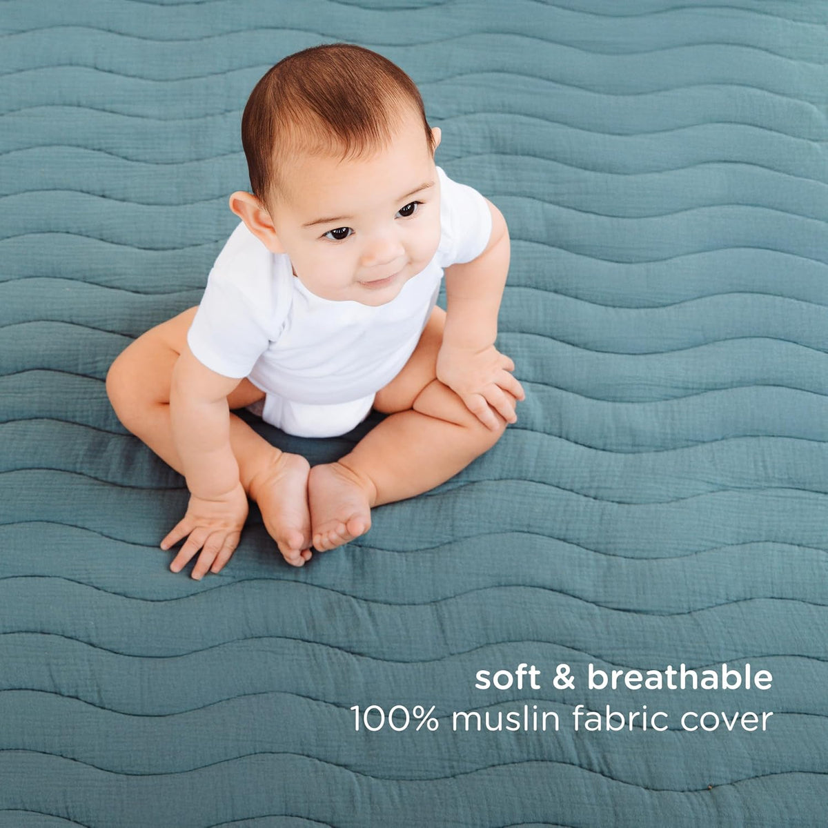 Ubbi Padded Floor Mat & Washable Muslin Cover
