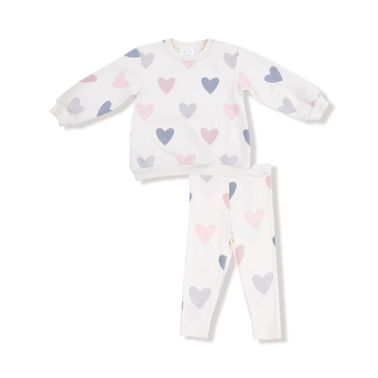 Angel Dear Hearts -French Terry - Puffy L/S Oversized Sweatshirt + Legging