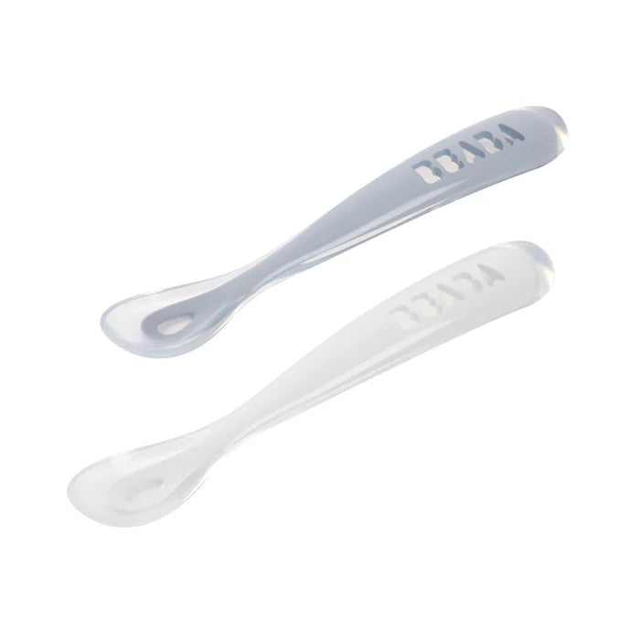 Beaba Set OF 2 Easy-Grip 1ST Stage Silicone Spoons + Storage