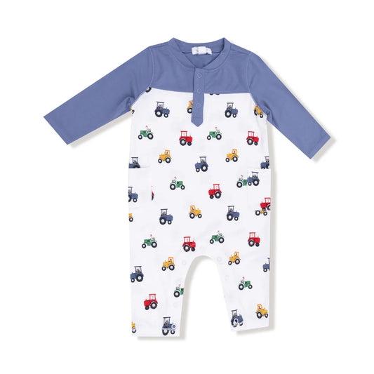 Angel Dear Mini Tractors - Romper w/ Contrast Sleeves