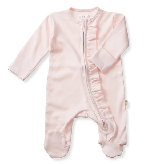 Ali+Oli  Organic Cotton Baby Footie with 2-way Zipper (Pink)